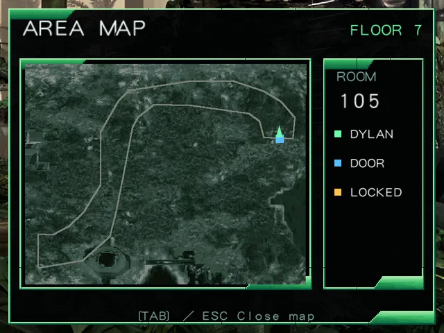 The native room map with player heading and door markers