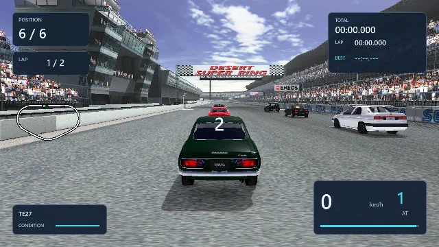 A Toyota Levin on the Speed Ring starting grid in the native PC build of Sega GT Online